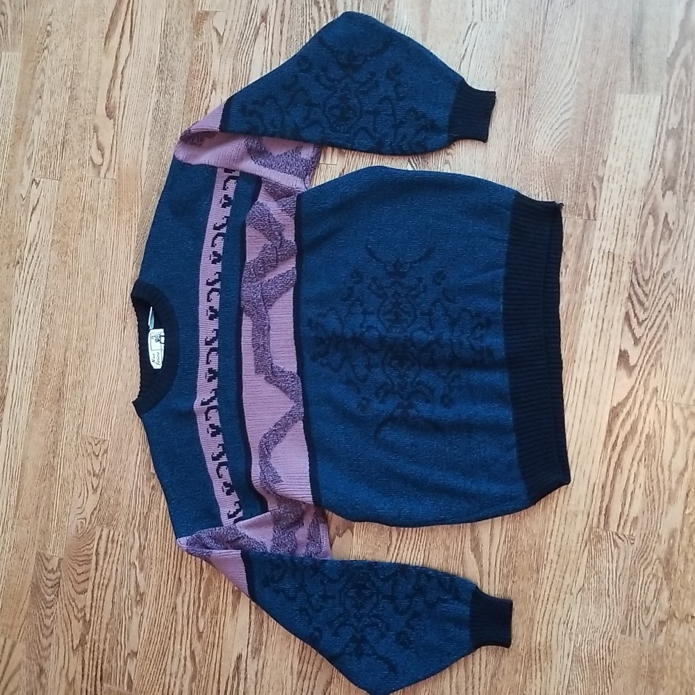 (L) Vintage Niao Foriew by Randy River Crew Neck Sweater Cozy Warm Athleisure